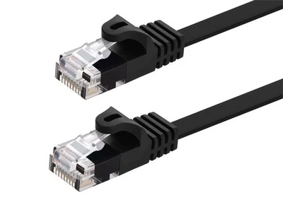 Cat5e Ethernet Patch Cable RJ45 FlatStranded 350Mhz UTP Copper 30AWG 0.5ft Black - Image 1 of 4