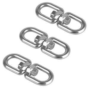 3PC 4MM Boat Stainless Steel Carabiner Swivel Ring Connector Double Ended Hook - Bild 1 von 5
