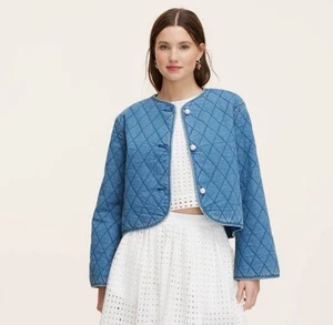 NWT Women's Quilted Denim Jacket - Kate Spade NY x Target Medium Blue Size: XL - Picture 1 of 8