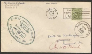 Philippines Islands Internal First Flight Manila Baguio Cover 1932 Aerial Taxi - Picture 1 of 2