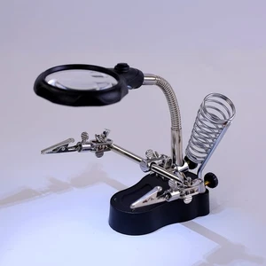 Soldering Magnifying Glass with LED Lamp Helping Hands WithClips 3.5X 12X 990747 - Picture 1 of 8