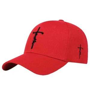 Faith Embroidered Baseball Cap Hat Catholic Christian Cross Jesus Outdoor - Foto 1 di 3