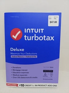 Intuit TurboTax DELUXE 2023 FEDERAL ONLY! NO STATE! Windows/Mac Open Box CD - Picture 1 of 3