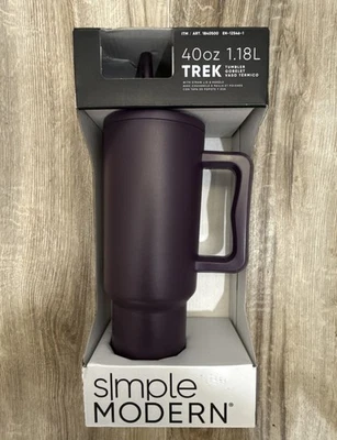 Vaso Trek Moderno Simple 40oz Púrpura (Cielo Nocturno) con Tapa de Paja y Mango Foto 1 de 3