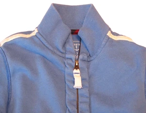 Lands End Toddler Boys Coat Jacket Size L7 Blue White Zippered Long Sleeve Soft - Picture 1 of 14