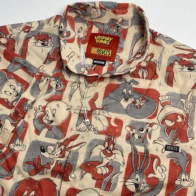 RSVLTS Looney Tunes Men's Medium Button Down Shirt That’s All Folks Red NWOT - Image 1 of 4