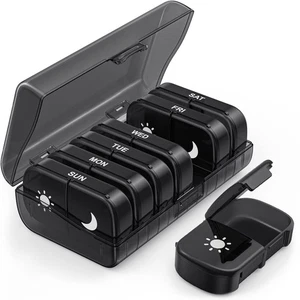 Caja de pastillas semanal organizadora estuche de almacenamiento de medicamentos de 7 días 2 veces al día diario AM PM - Imagen 1 de 7