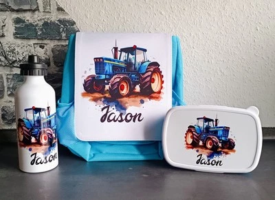 Kindergartenset, Rucksack, Brotdose, Trinkflasche, Jungen, blau, 6 Motive, Name - Bild 1 von 4