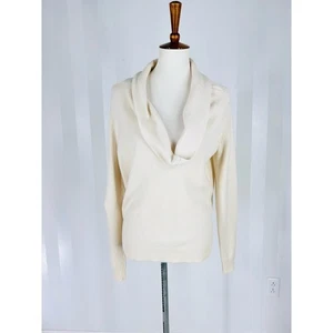 NWT THEORY Ivory 100% Cashmere V Neck Sweater Sz P(0) - Picture 1 of 10