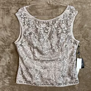Adrianna Pappel Women's Laced and Sequin Illusion Top in Marble Size 18 NWT - Picture 1 of 20