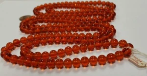 195 VINTAGE JAPAN CHERRY BRAND GLASS DARK MADEIRA TOPAZ 8mm. ROUND BEADS 4693 - Picture 1 of 2