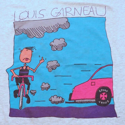 Camiseta de ciclismo Louis Garneau de la década de 1980 de una sola puntada talla grande gris con los dedos Foto 1 de 4