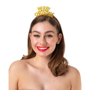 Merry Christmas on Hairband Xmas Dinner Fancy Dress Accessory Adults Prop - Picture 1 of 1
