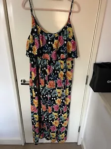 ASOS CURVE Swim Long Maxi Dress Floral Brights Size 18 Pom Pom - Picture 1 of 10