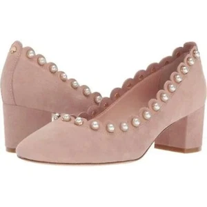 KATE SPADE Maeve Kid Suede Pearl Pump Heel Fawn Size 7 - Picture 1 of 12