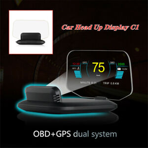 Car Head Up Display C1 Speed/RPM/Voltage Warning Hud Obd2 Gps system Projector