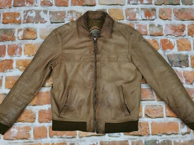 Chevignon Vintage Chaqueta de Cuero Escritura Coñac Informal Talla: S - M Tip - Imagen 1 de 4