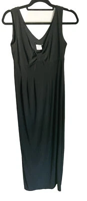 Tiana B Women’s Sz M Black Sleeveless V-neck Maxi Sheath Dress Open V-back Long - Image 1 of 4