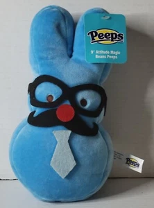 Peeps 9 Zoll Blue Attitude Magic Beans Peeps Bunny Blau Plüsch Brille Schnurrbart - Bild 1 von 9