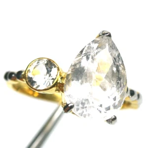 Anello In Morganite Rosa Chiaro E Topazio Bianco 925 Argento Sterling Taglia 7 - Foto 1 di 4