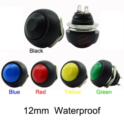12mm Waterproof Mini Off(On) Momentary 1NO Round Metal Push Button Switch 250V3A - Image 1 of 4