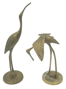 Par de esculturas de grúa garza Andrea de latón macizo MCM de Sadek Birds Corea de colección - Imagen 1 de 7