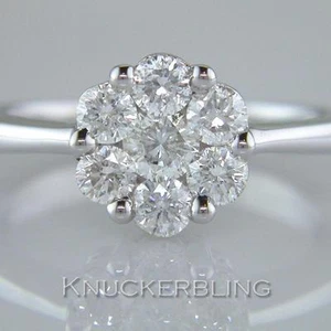 Diamond Daisy Cluster Ring 1.00ct Brilliant Cut F VS set in 18ct White Gold - Picture 1 of 1