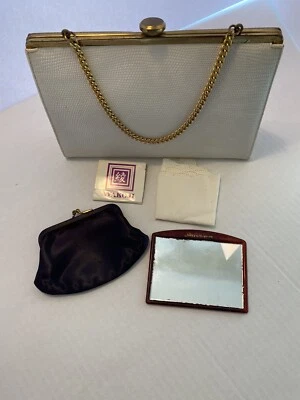 Bolso de Noche COBLENTZ ORIG Saks Fifth Ave De Colección Blanco Cadena/Embra de Mano/Moneda Monedero Foto 1 de 4