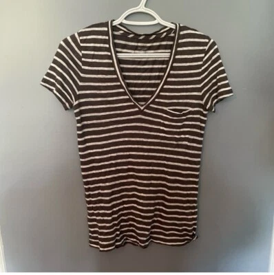 Camiseta para mujer J.Crew 100 % lino a rayas talla XS - Top ligero en muy buena condición Foto 1 de 4