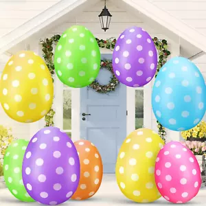 12 Pack 16 Inch, 24 Inch Easter Inflatable Eggs Outdoor Decorations Yard Lawn De - Picture 1 of 12