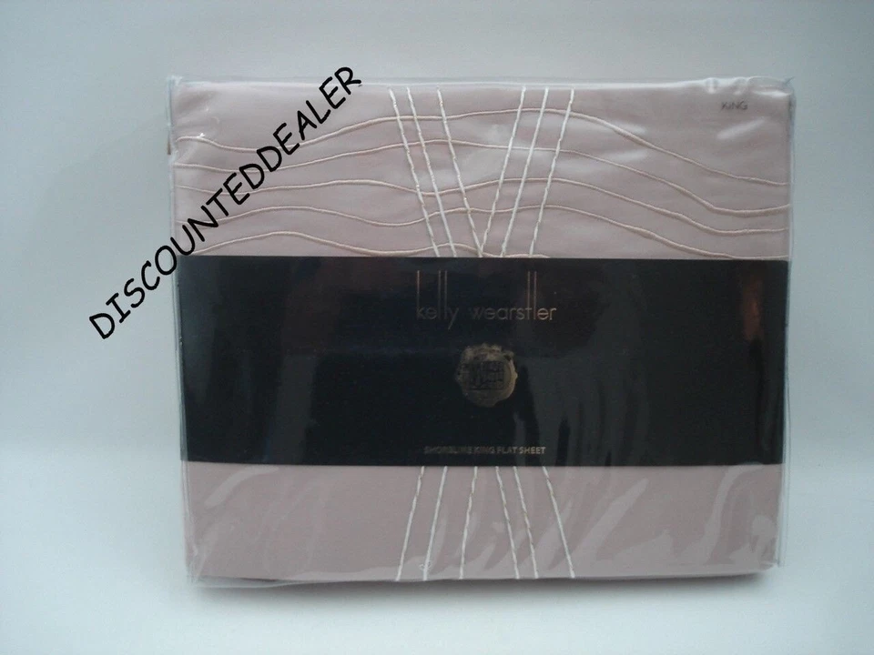 Kelly Wearstler Shoreline QUEEN FLAT SHEET BLUSH SATEEN COTTON NEW $120 - Image 1 of 3
