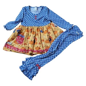 Eleanor Rose Thanksgiving Turkey Fall Harvest 2 Piece Ruffle Set Outfit SZ 14 - Picture 1 of 5