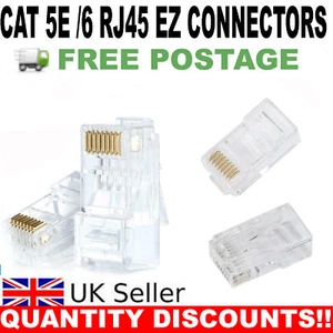 10x RJ45 Cat 5/5e Cat6 EZ PASS-THROUGH Conector Ethernet Cable de red Enchufe Reino Unido - Imagen 1 de 3