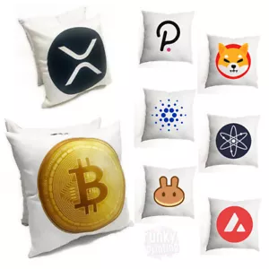Crypto Cushions / Pillow Bitcoin Eth Coin Token Gift 25cm ANY LOGO BTC HNT ATOM - Picture 1 of 12