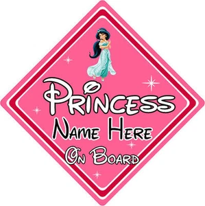 Disney Princess On Board Car Sign - Jasmine From Aladdin - Personalised - Picture 1 of 5