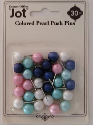 Map Pins Push Points for Message Boards Ball Heads Multicolor Pearl 30 Ct/Pk - Image 1 of 2