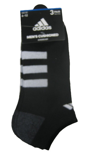 Adidas Calze Uomo Imbottite No Show per Scarpa Taglia 6 12 Nero Bianco (Confezione da 3)