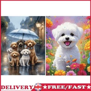 5D DIY Full Square Drill Diamond Painting Dog Kit Home Wall Decor Art - Imagen 1 de 18