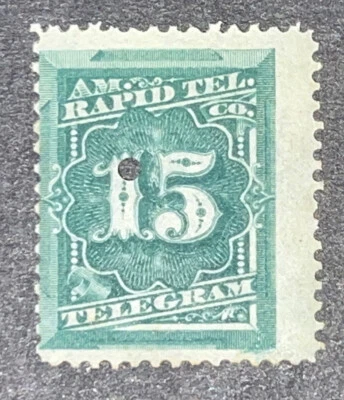 Travelstamps: 1881 US STAMP SCOTT 1T5, “Rapid Tel Telegraph Numeral 15”,  OG LH - Image 1 of 4
