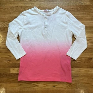 Kidichic Mädchen-T-Shirt Ombre Henley 3/4-Arm Größe 16 rosa weiß neu mit Etikett - Bild 1 von 7