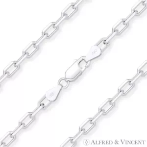 Collar de cadena de plata esterlina italiano .925 Italia corte en D de 3,7 mm - Imagen 1 de 2