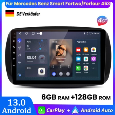 Für Smart Forfour Fortwo 453 Carplay Android 14 Autoradio GPS NAVI BT DAB+ 128GB - Bild 1 von 4