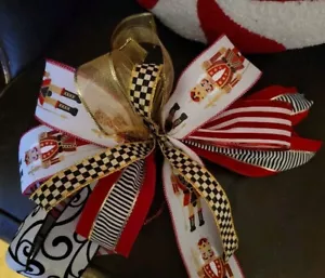 MacKenzie-Childs Holiday Decoration Wreath Bow Tree Topper Ribbon Festive - Picture 1 of 2