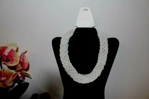 White Beaded Necklace LUX Tube multi-twisted strand choker NWT - Picture 1 of 3