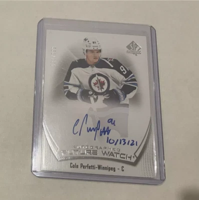 2021-22 SP Authentic Cole Perfetti Future Watch Auto Inscribed (POP 50) /999 - Image 1 of 2