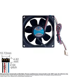 Fan Muffin Cooling DC 12V DC12V 12VDC 80mm 80x80x25 Top Motor 2 Ball Bearing - Picture 1 of 4
