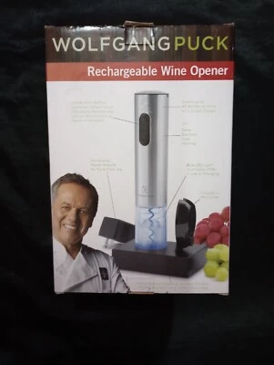 Wolfgang Puck abridor de vinho elétrico recarregável aço inoxidável NOVO NA caixa - Imagem 1 de 3