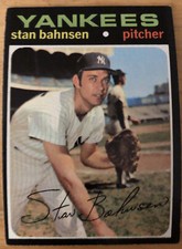 1971 Topps Stan Bahnsen Baseball Card #184 Yankees Pitcher Low-Grade