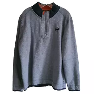 Pullover Henley CARBON2COBALT grigio foderato in pile con cerniera anteriore 144376 uomo grande - Foto 1 di 11