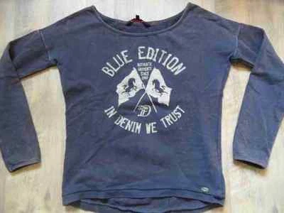 TOM TAILOR cooles blau eingefärbtes Sweatshirt m. Druck Gr. XS TOP SP617 Foto 1 de 4